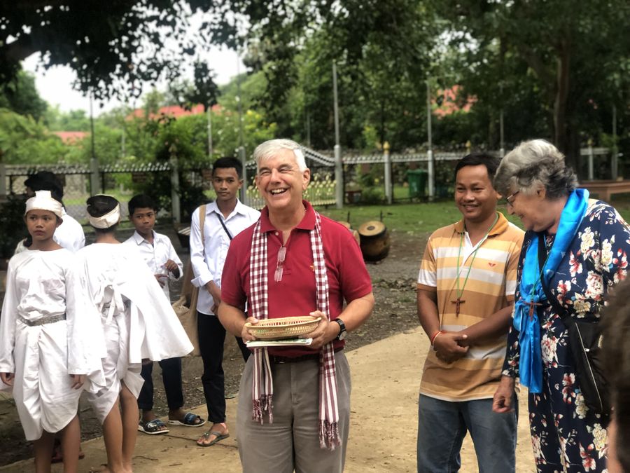 Bishop Kike (centre), Sr Denise and peace dancers, Day Eight
